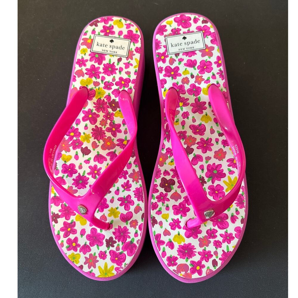 Kate Spade Elena Wedge Heel NWOT 11B Pink Floral Flip Flops